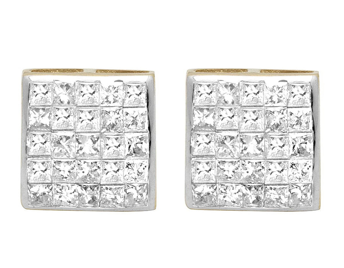 14K Yellow Gold Princess Diamond Stud Earrings C310264