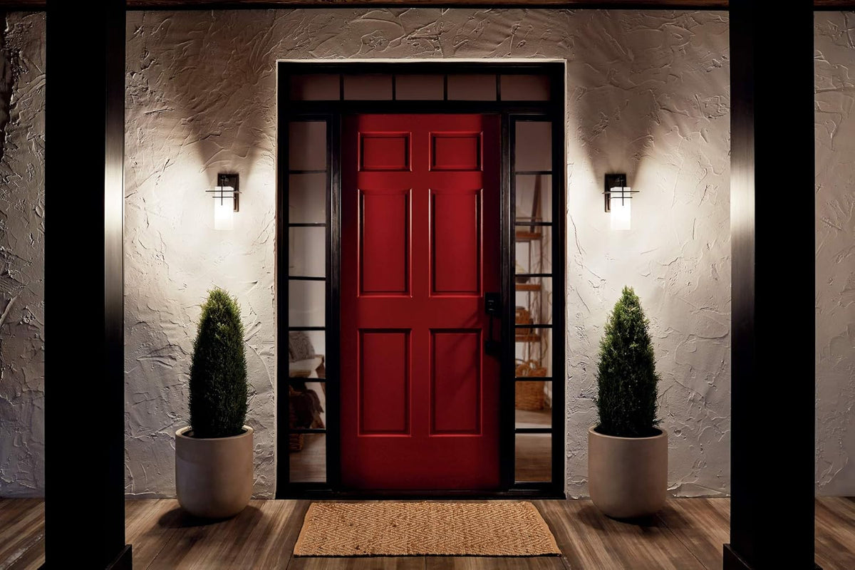 1 Light Outdoor Wall Light with Satin Etched Cased Opal Glass X3353
