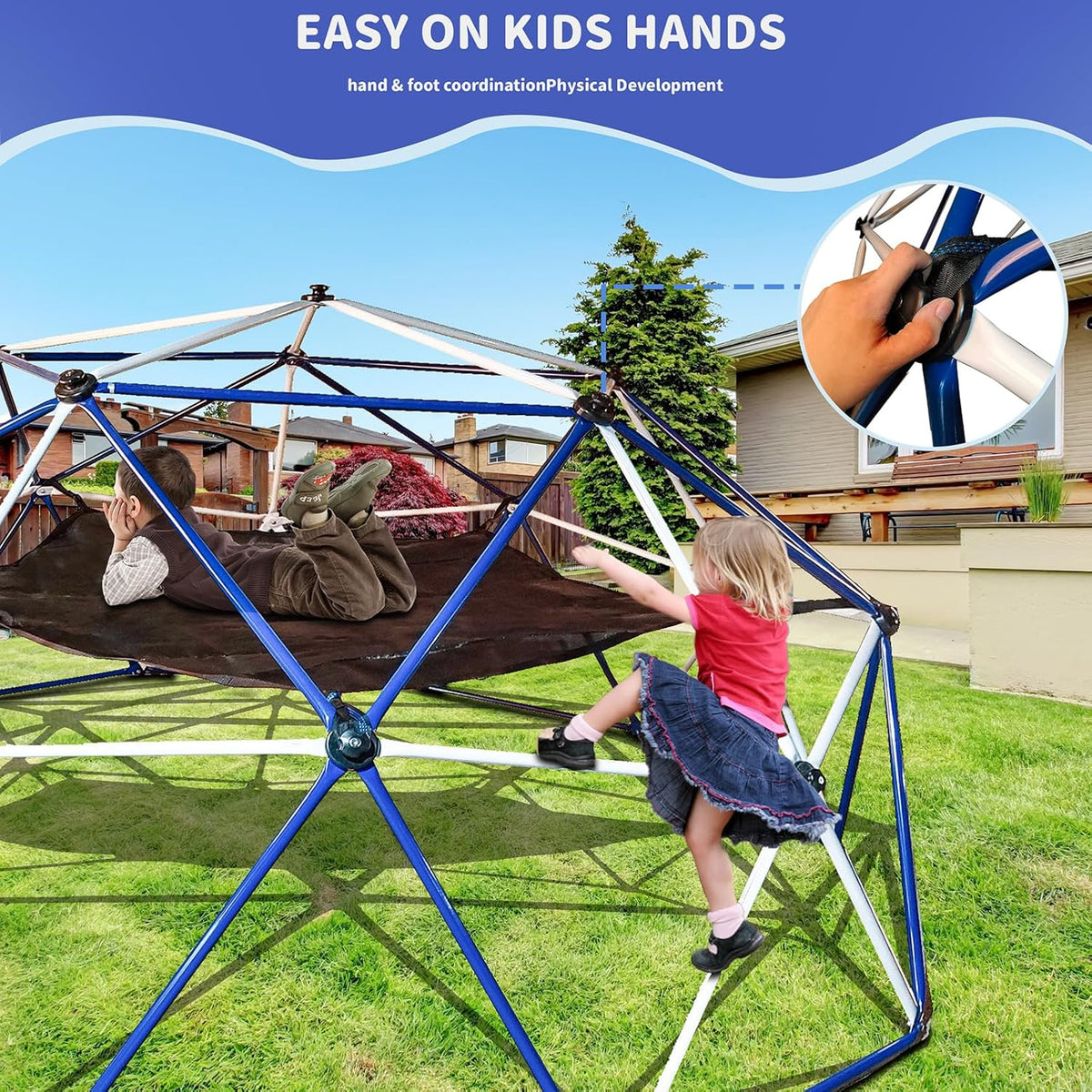 10ft Climbing Dome Jungle Gym with Hammock Y4161