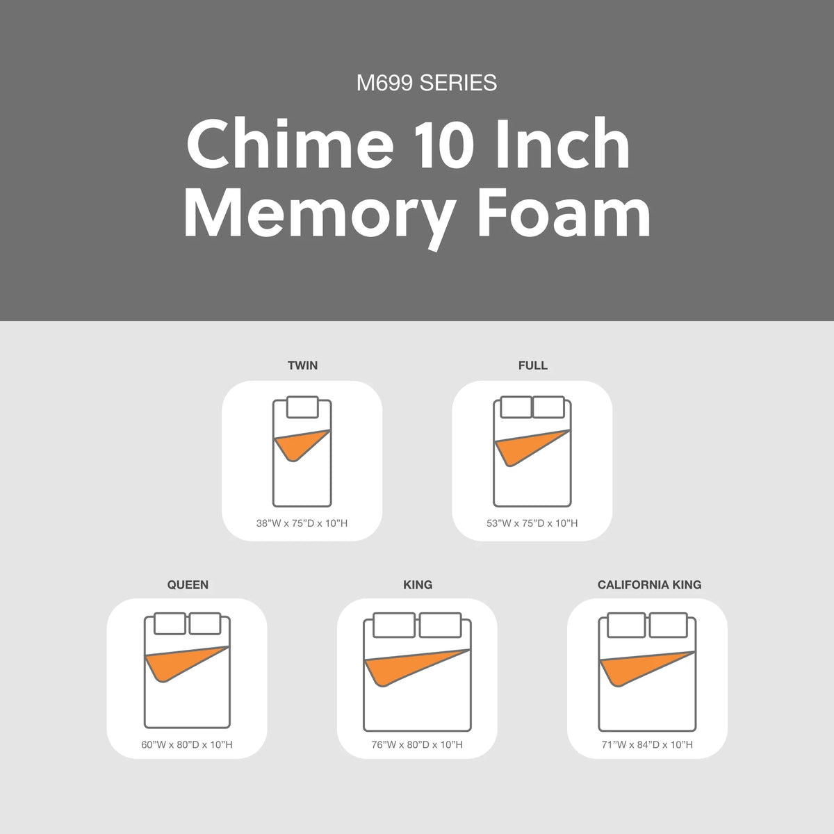 10 Inch Memory Foam Twin Mattress G709859