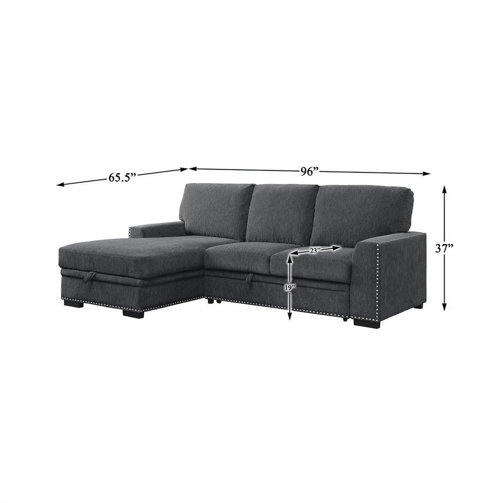 2-piece Gray Fabric Sectional with Left Chaise X520
