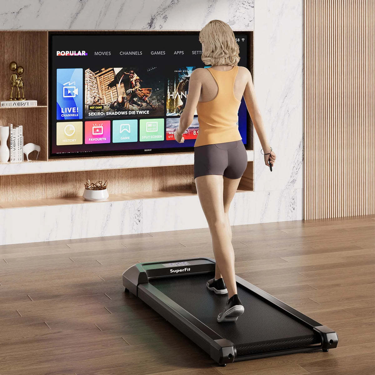 0.6-3.8MPH Walking Pad Treadmill with Remote Control Black R314935