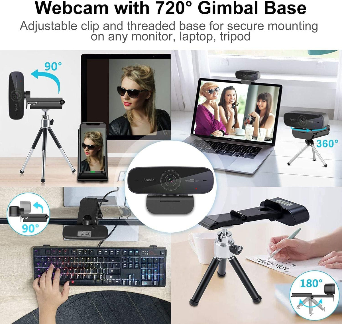 1080P 60fps Webcam with Dual Microphone, AutoFocus, USB Computer Camera Pack of 2 G6935
