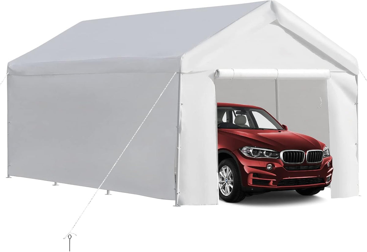 10x20 ft Heavy Duty Carport Canopy Shelter with Removable Sidewalls and Door P628884