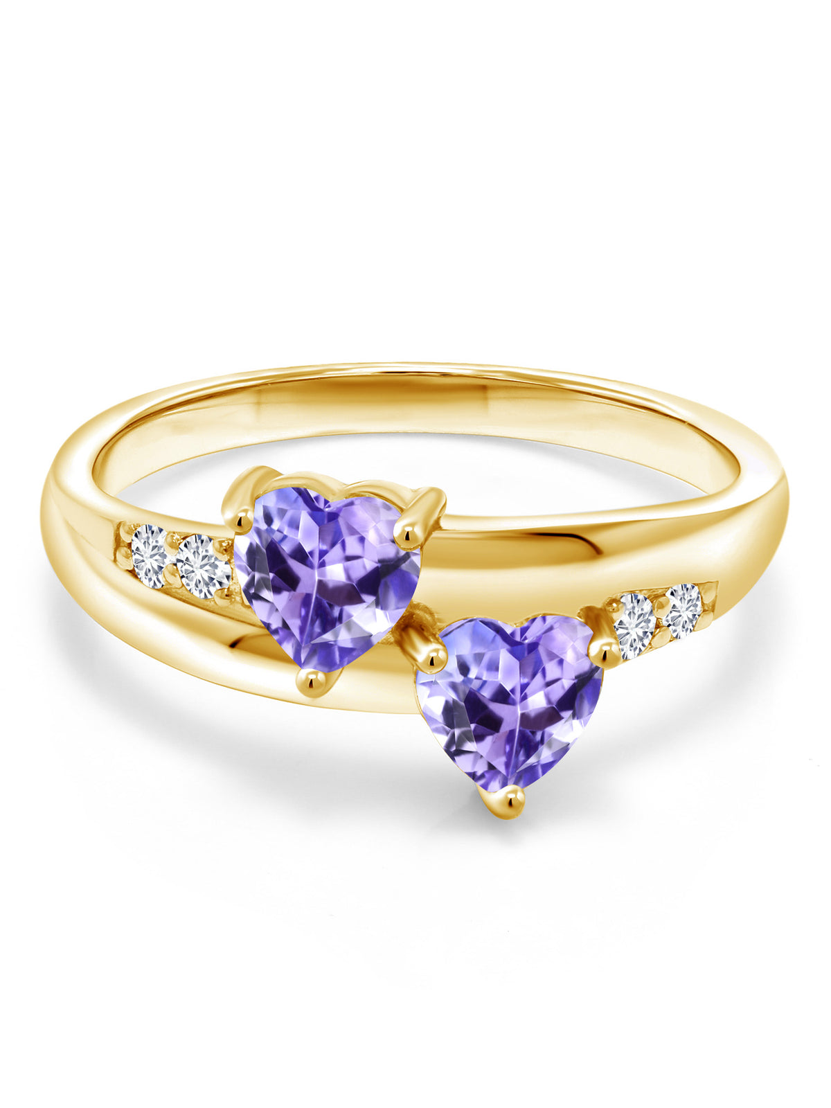 1.08 Ct Heart Shape Blue Tanzanite 18K Yellow Gold Plated Silver Ring R4365