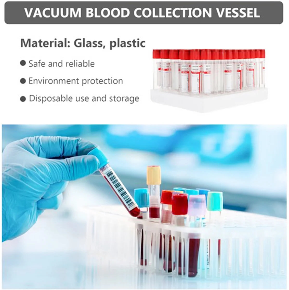 100PCS 500ML Sterile Glass Vacuum Blood Collection Tubes P350148