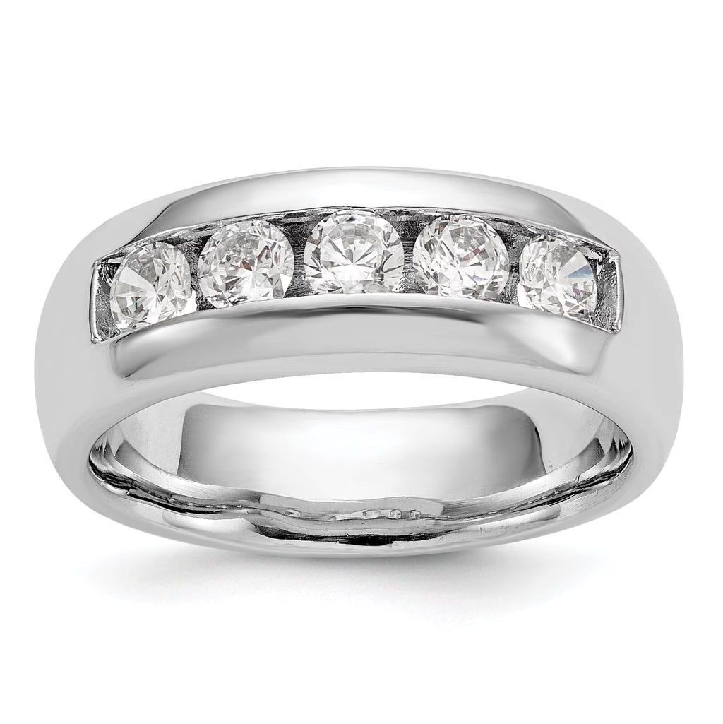 14K White Gold 5-Stone Channel Wedding Band Ring Z4819