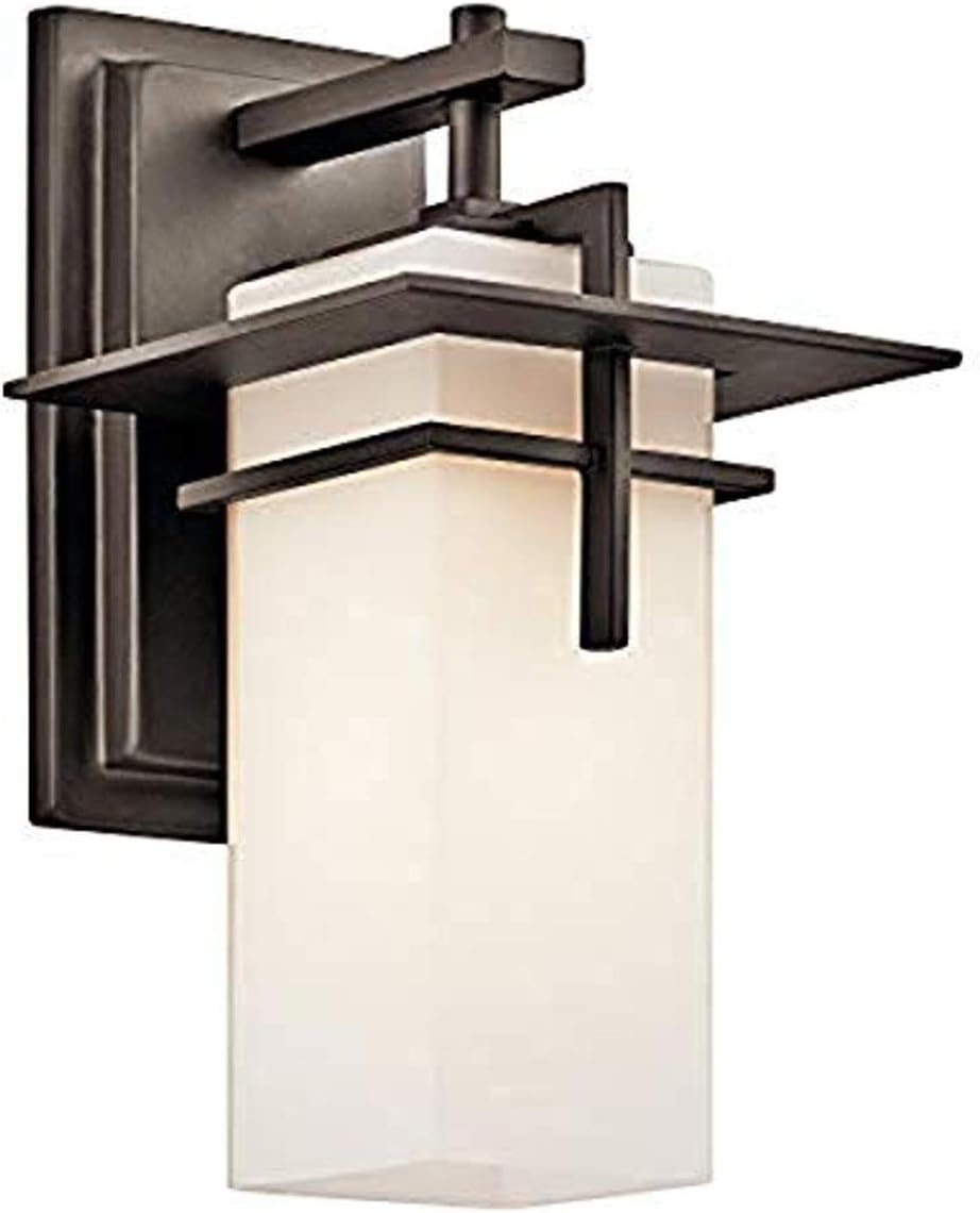 1 Light Outdoor Wall Light with Satin Etched Cased Opal Glass X3353