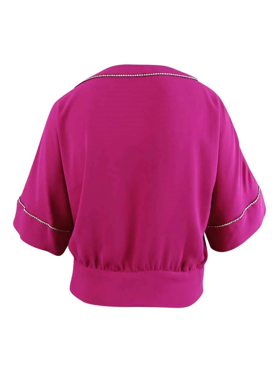 Women's Rhinestone-Trim Tie-Hem Top G10315
