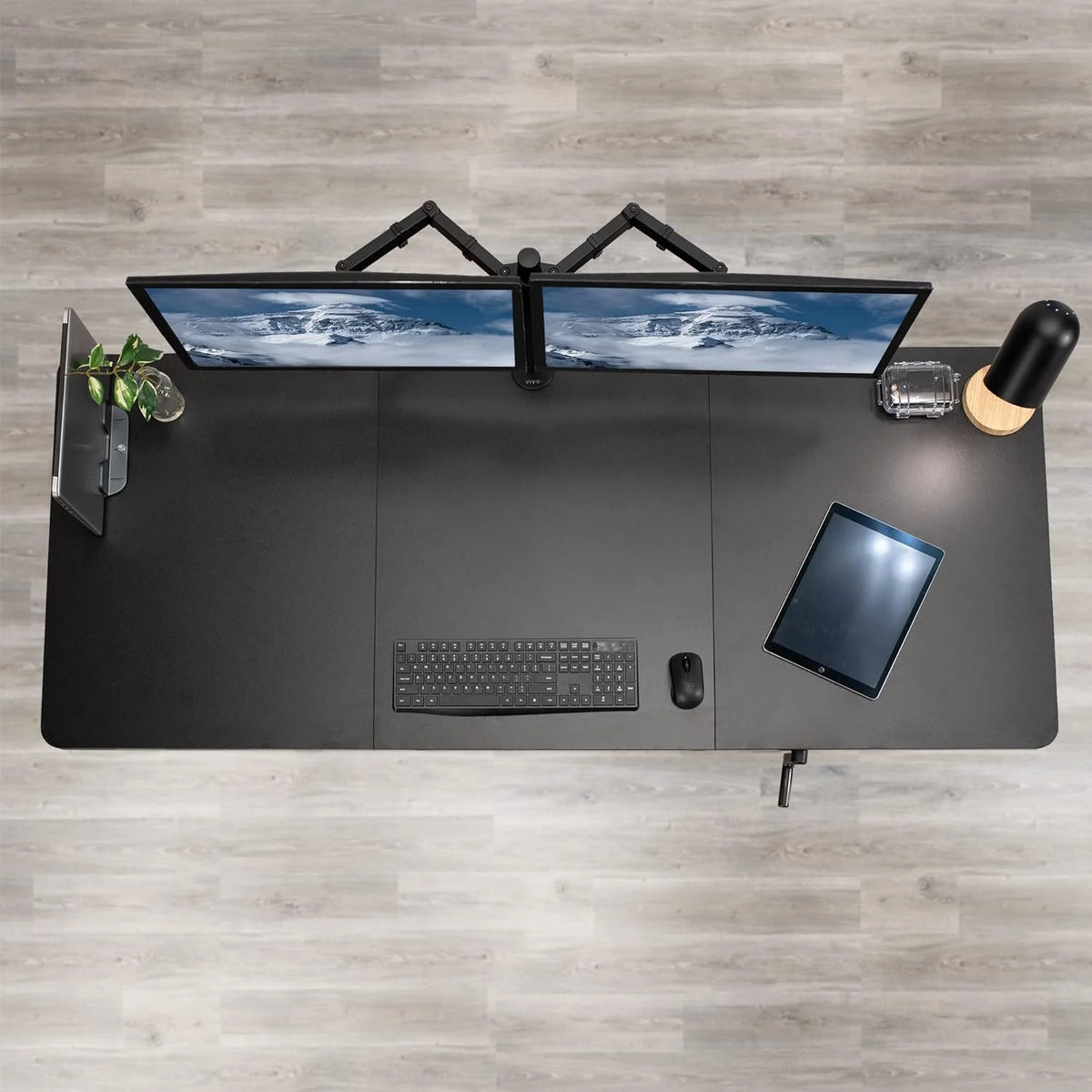 Manual Height Adjustable 71 X 30 Inch Stand Up Desk, Black Table Top, White Frame Q967997