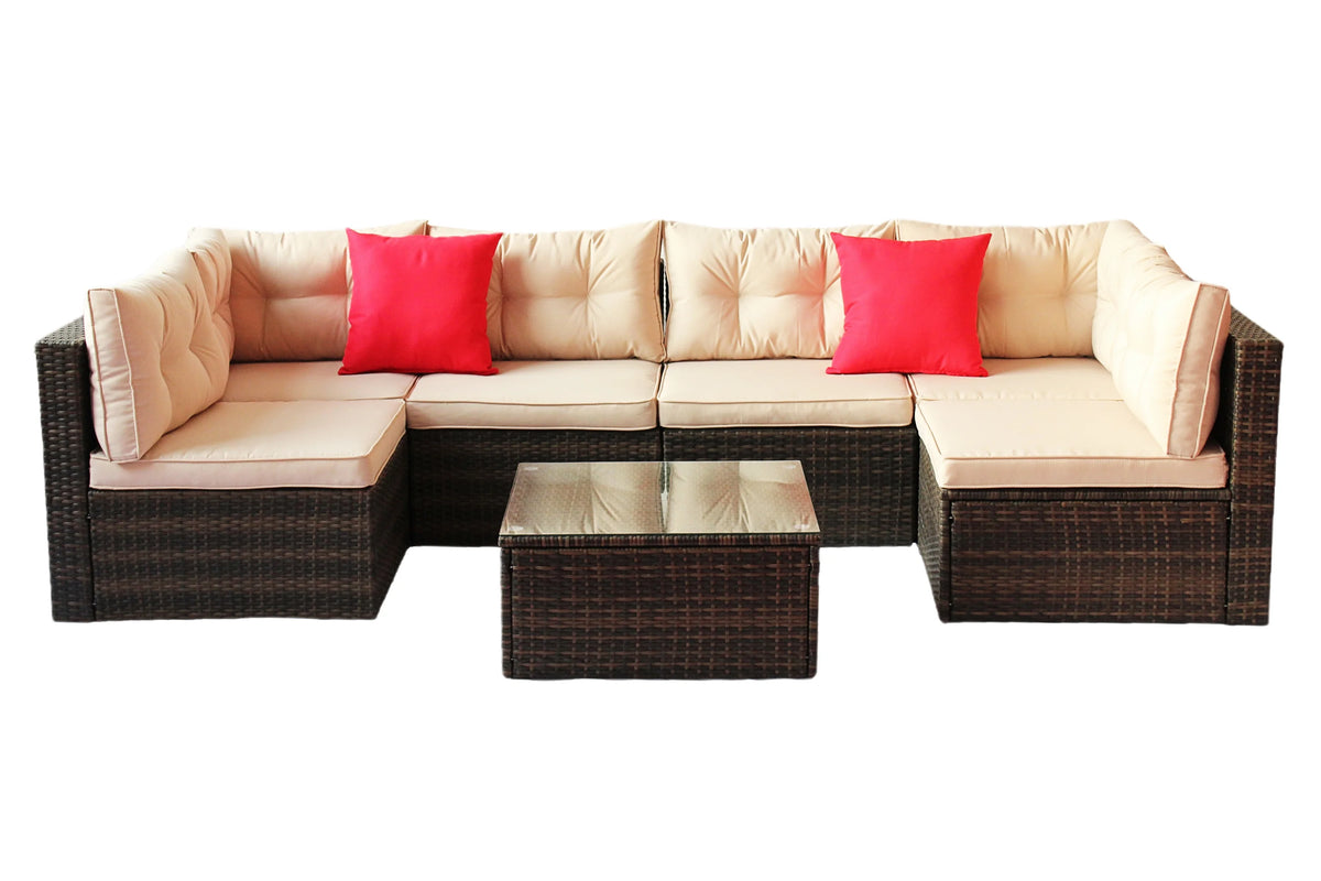 7 Pieces PE Rattan Patio Furniture Set J550