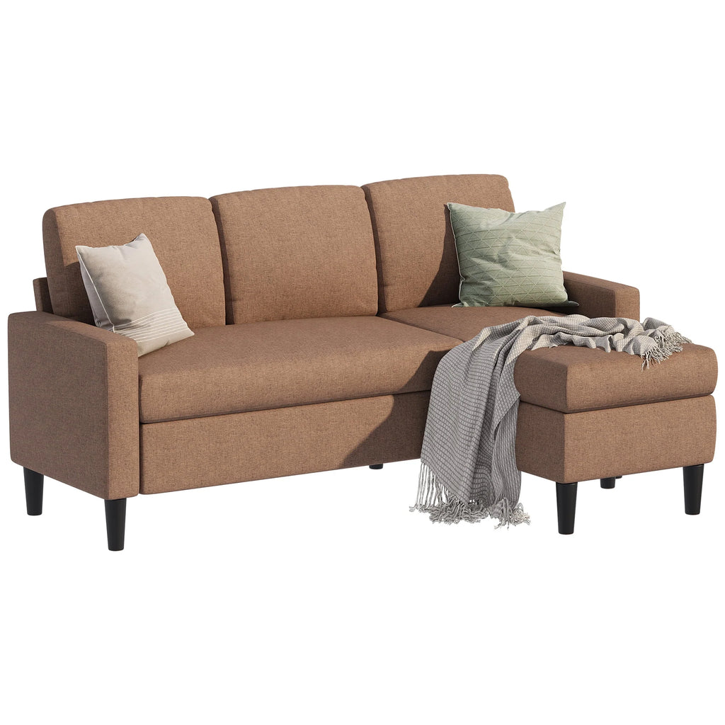 Grayish Black Linen L-Shaped Convertible Sectional Sofa F71639