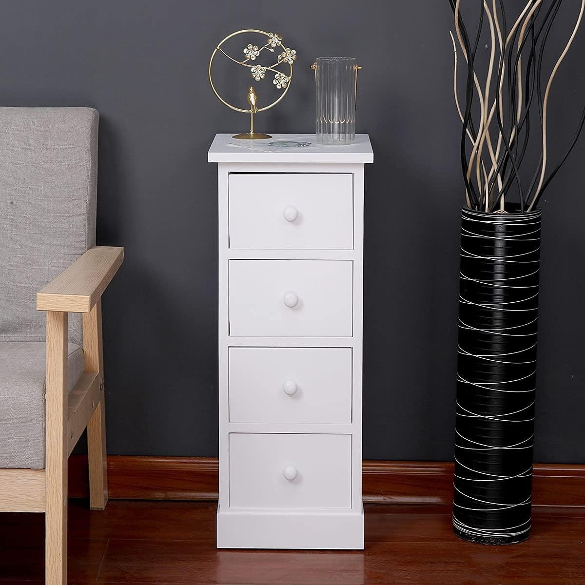 White 4 Drawer Wooden Bathroom Storage Cabinet Q807953