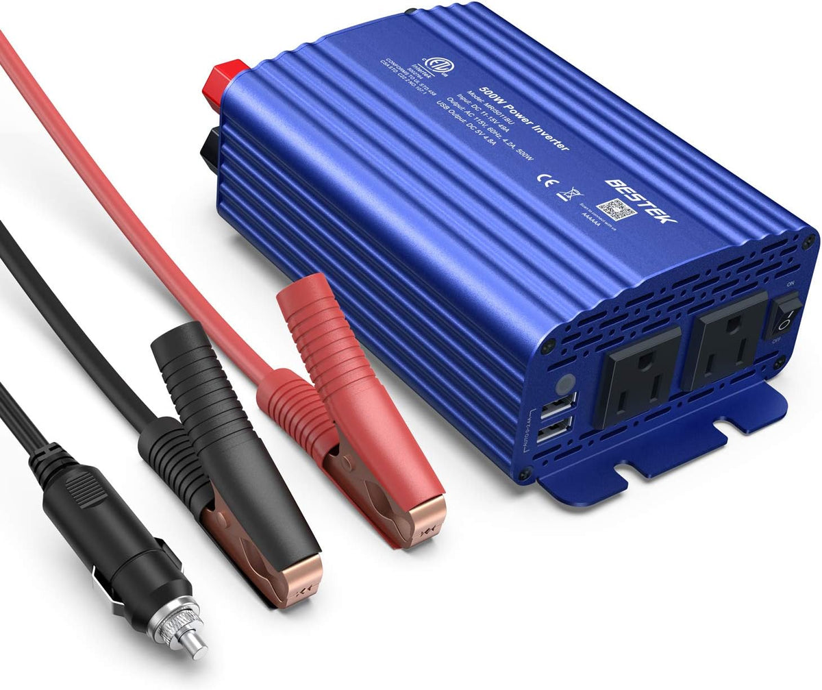500W Power Inverter DC 12V to 110V AC Converter with Dual USB Car Charger Z9583