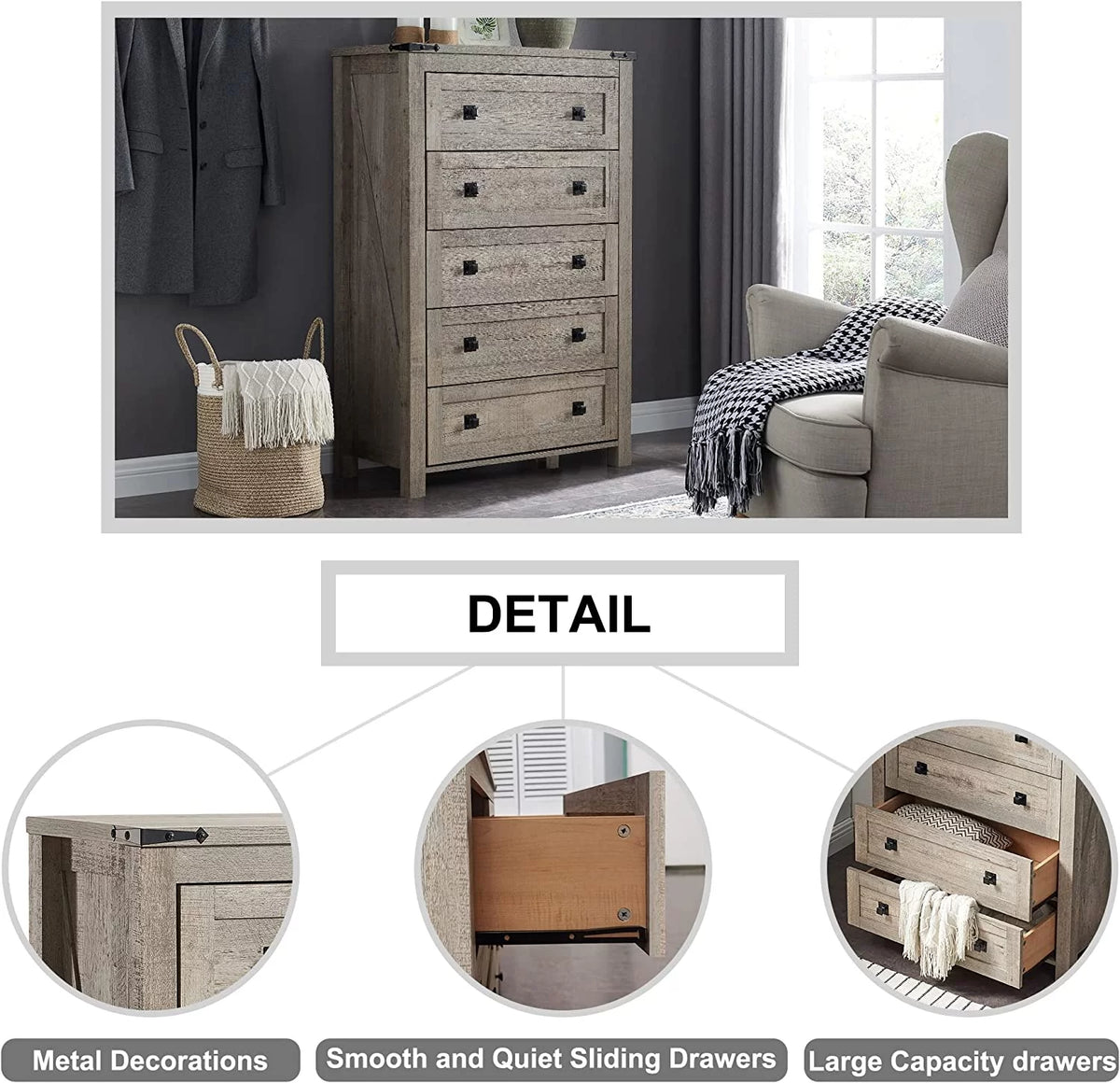 5 Drawer Wood Dresser E41564