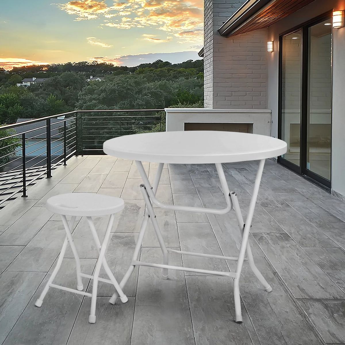 10 Pack 2.6Ft White Round Folding Table N309