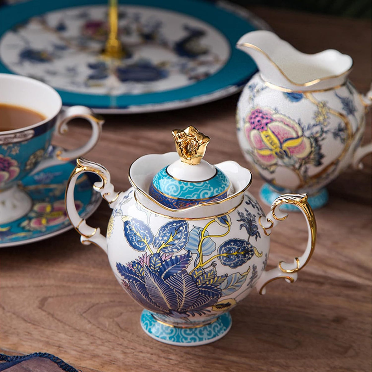33-Piece Bone China Tea Set with Dinnerware W22960