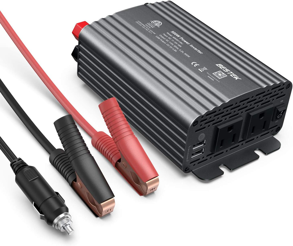 500W Power Inverter DC 12V to 110V AC Converter with Dual USB Car Charger Z9583