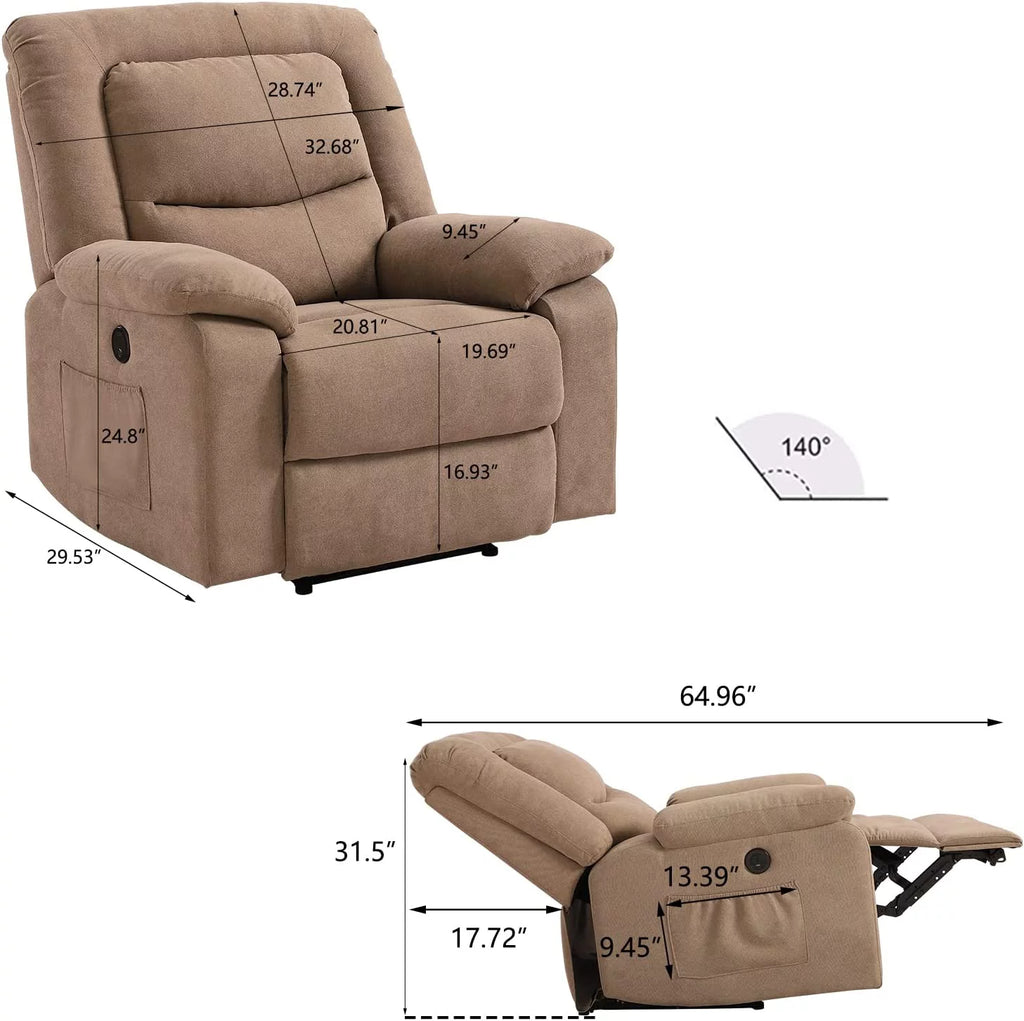 Fabric Electric Recliner Chair with USB Charge Port L907301