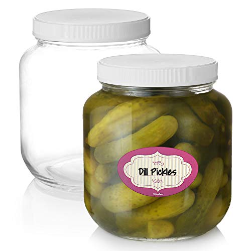Pack of 2 - 64 Oz Glass Jars - Wide Mouth Clear Canning Jars with Air-tight Lids M92961