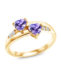 1.08 Ct Heart Shape Blue Tanzanite 18K Yellow Gold Plated Silver Ring R4365