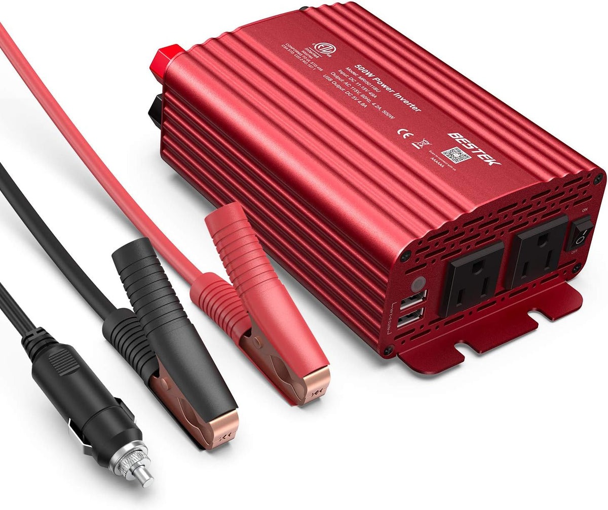 500W Power Inverter DC 12V to 110V AC Converter with Dual USB Car Charger Z9583