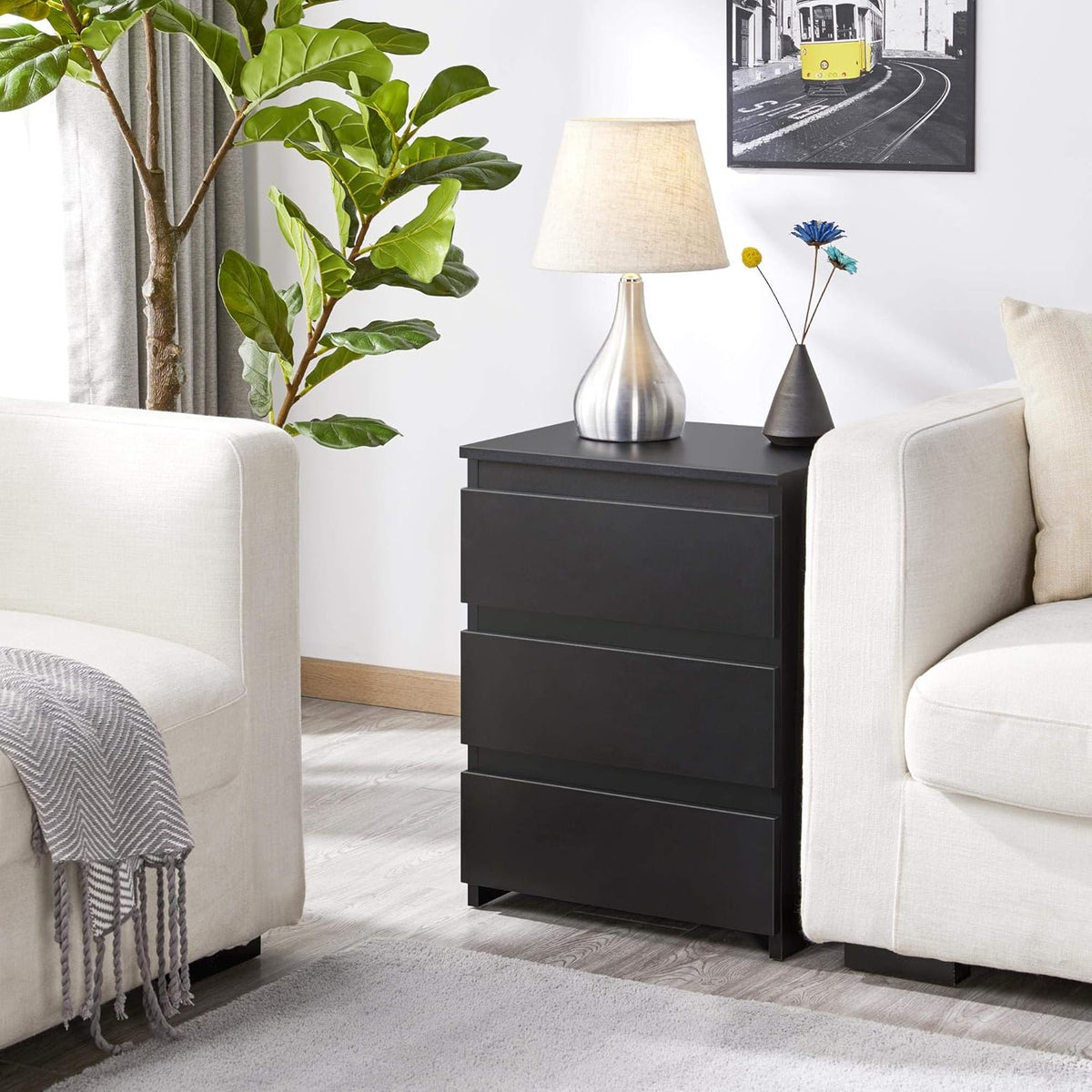 3 Drawer Black End Table X293
