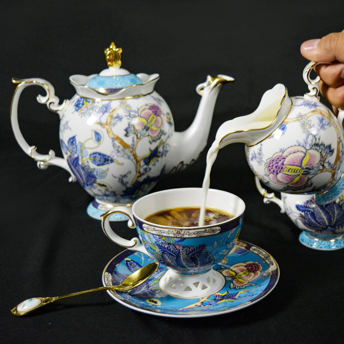33-Piece Bone China Tea Set with Dinnerware W22960