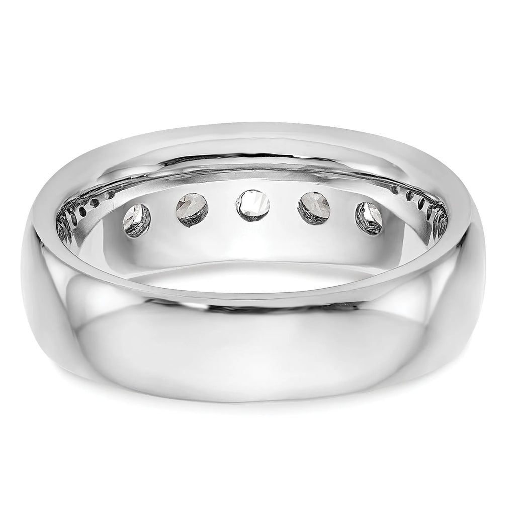 14K White Gold 5-Stone Channel Wedding Band Ring Z4819