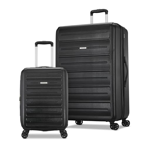 Hardshell Luggage Set 2 Piece Set 20/28" Spinner Wheels Expandable Black V55757