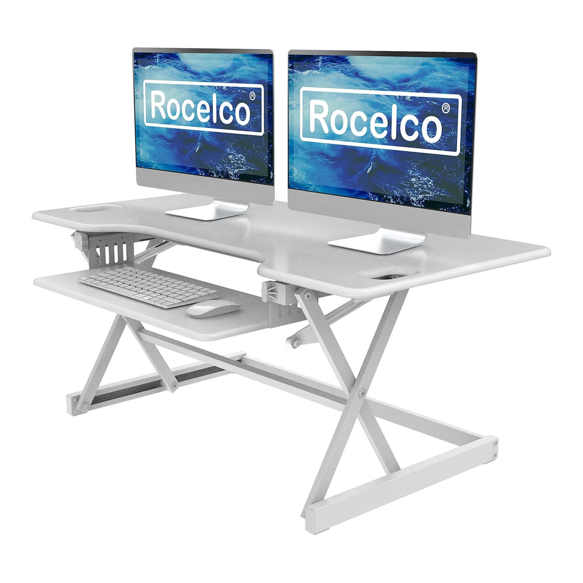 46" Adjustable Standing Desk Converter with Monitor Stand White Y2897