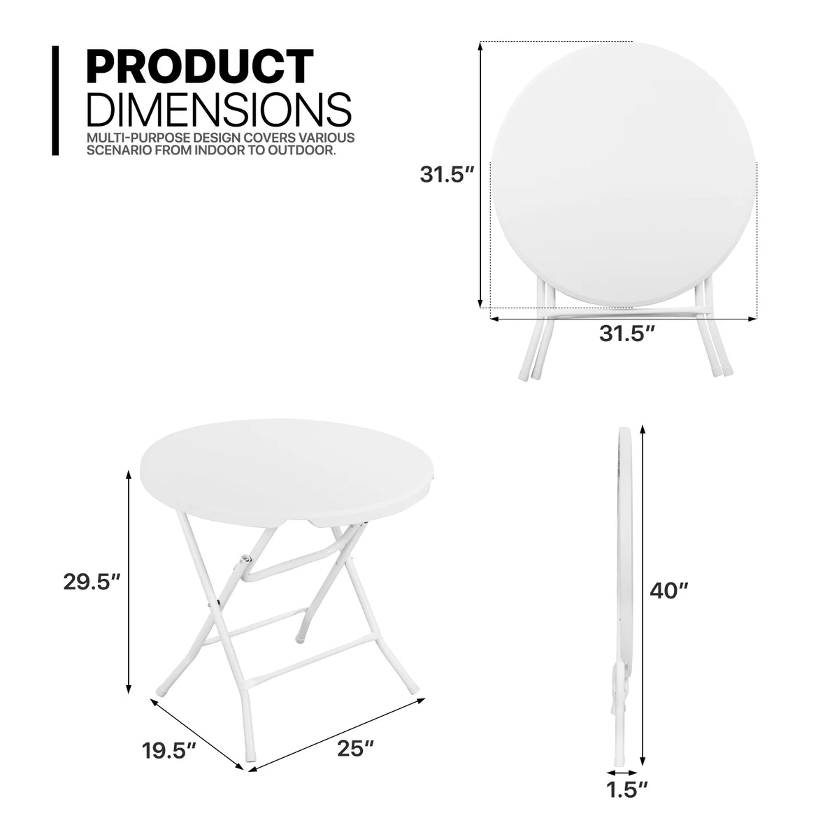 10 Pack 2.6Ft White Round Folding Table N309