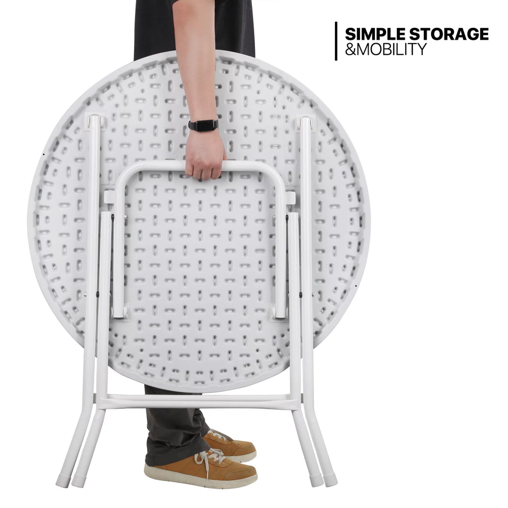 10 Pack 2.6Ft White Round Folding Table N309
