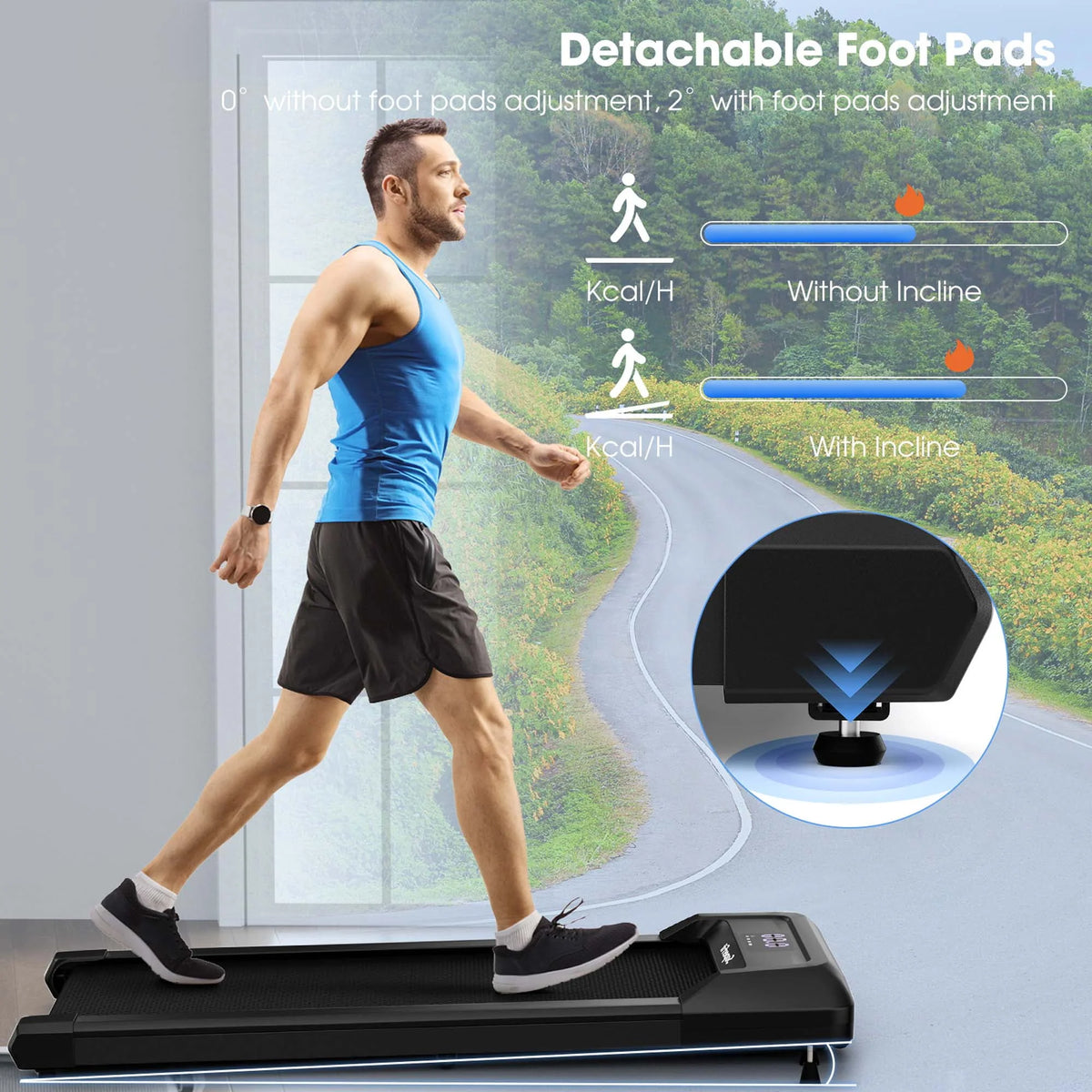 0.6-3.8MPH Walking Pad Treadmill with Remote Control Black R314935