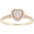 1/4ct TW Diamond 10K Yellow Gold Heart Shaped Cluster Halo Engagement Ring K675