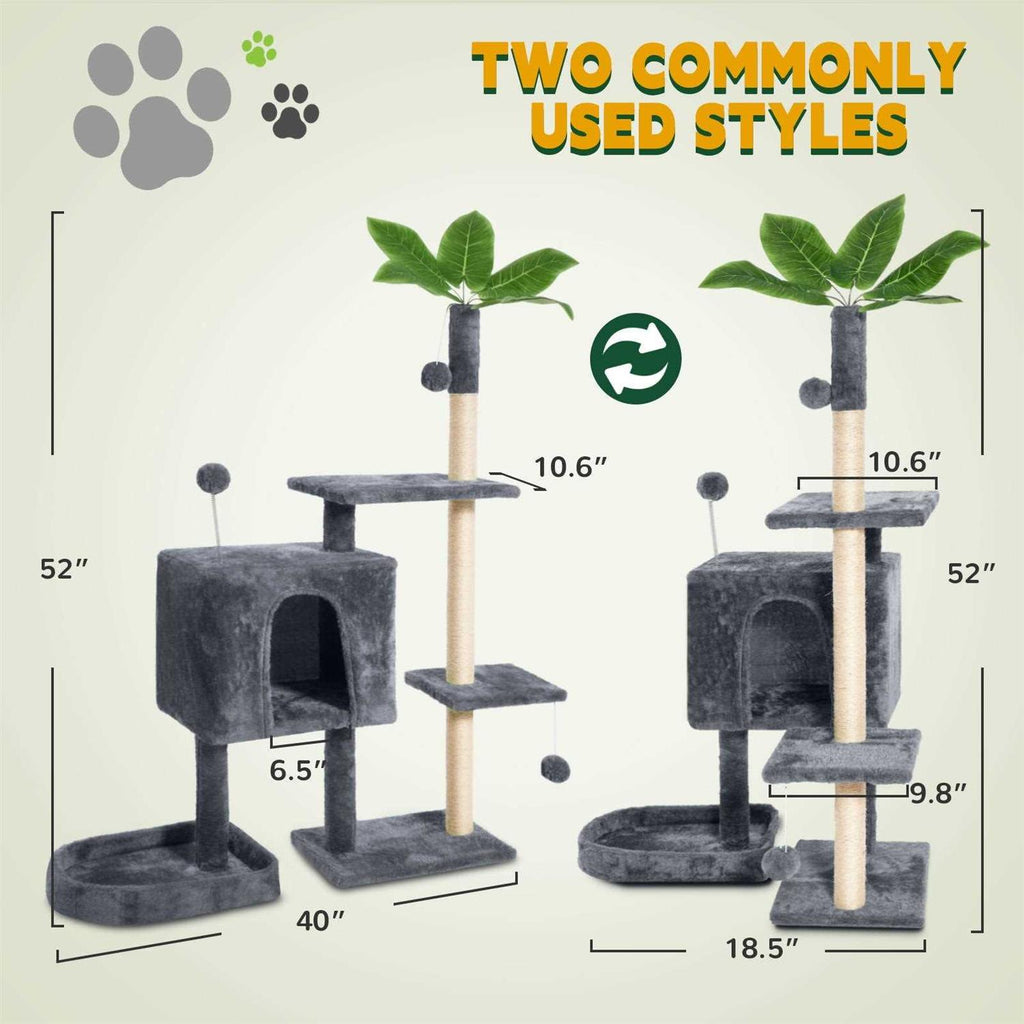 52in Cat Tree with Scratching Posts Plush Perch O7132