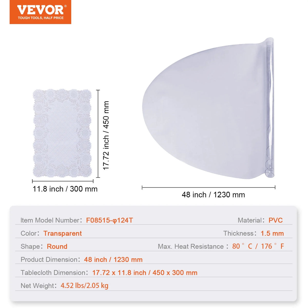 48 Inch Round Clear PVC Table Protector B761