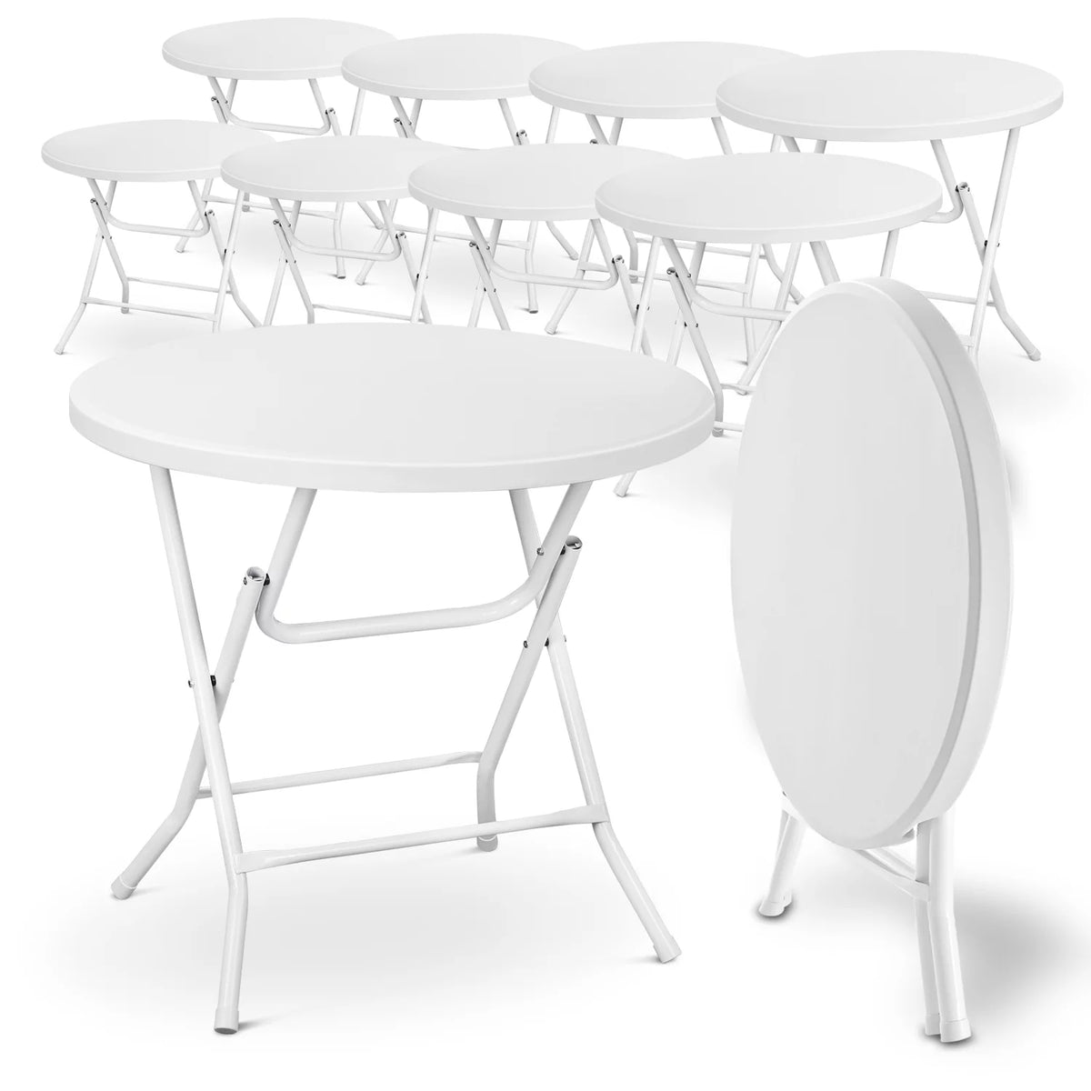 10 Pack 2.6Ft White Round Folding Table N309