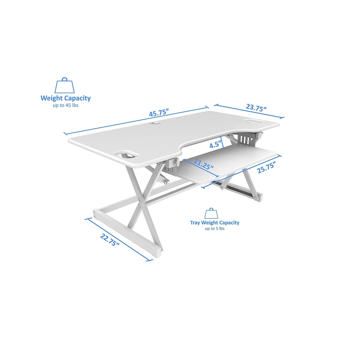 46" Adjustable Standing Desk Converter with Monitor Stand White Y2897