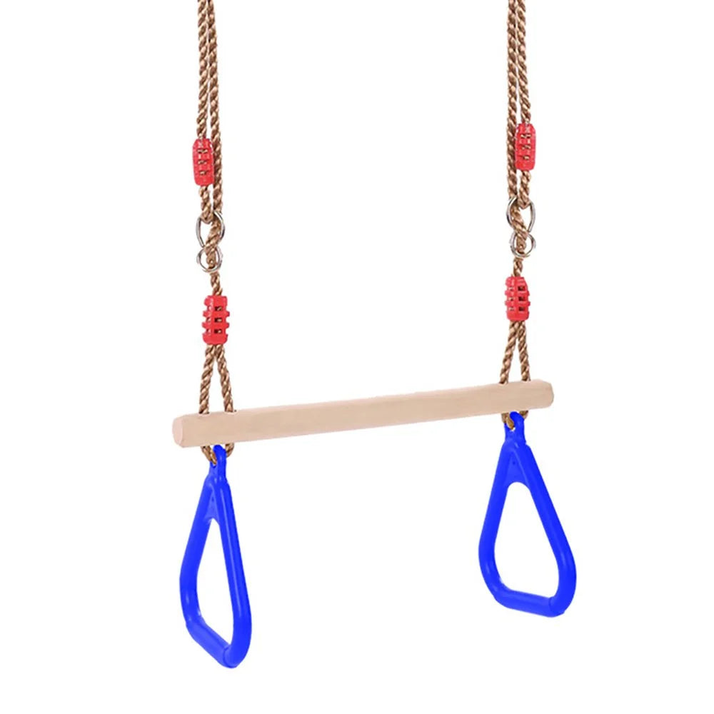 Wooden Trapeze Swing Bar with Plastic Rings U9754