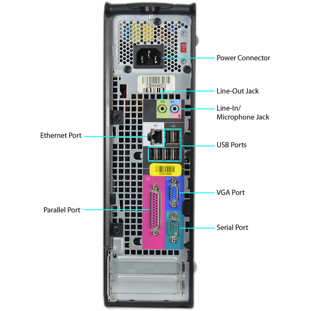 Refurbished Dell Small Form Factor Desktop PC with Intel Core 2 Duo, 4GB Memory, 250GB Hard Drive, DVD, Wi-Fi, Windows 10 Home U654